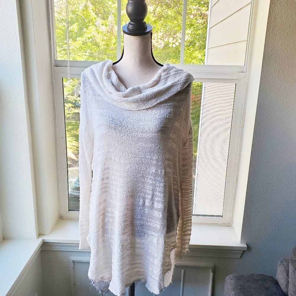 Free People Long Cream Cowl Neck Sweater | Small